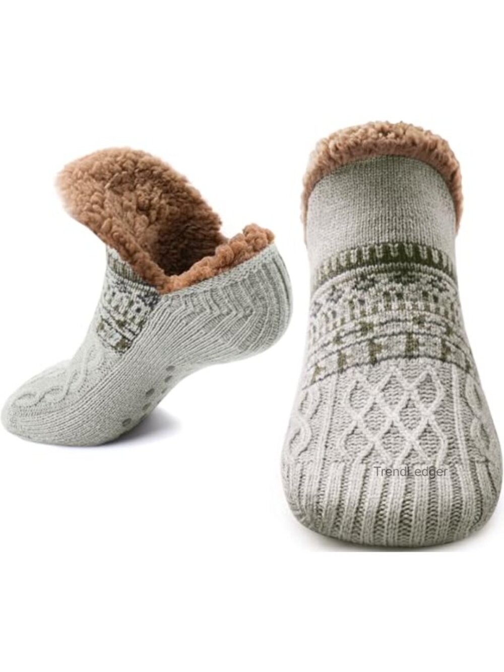 Fuzzy Slipper Socks with Grips Plush Lined Thermal Cabin Winter Socks